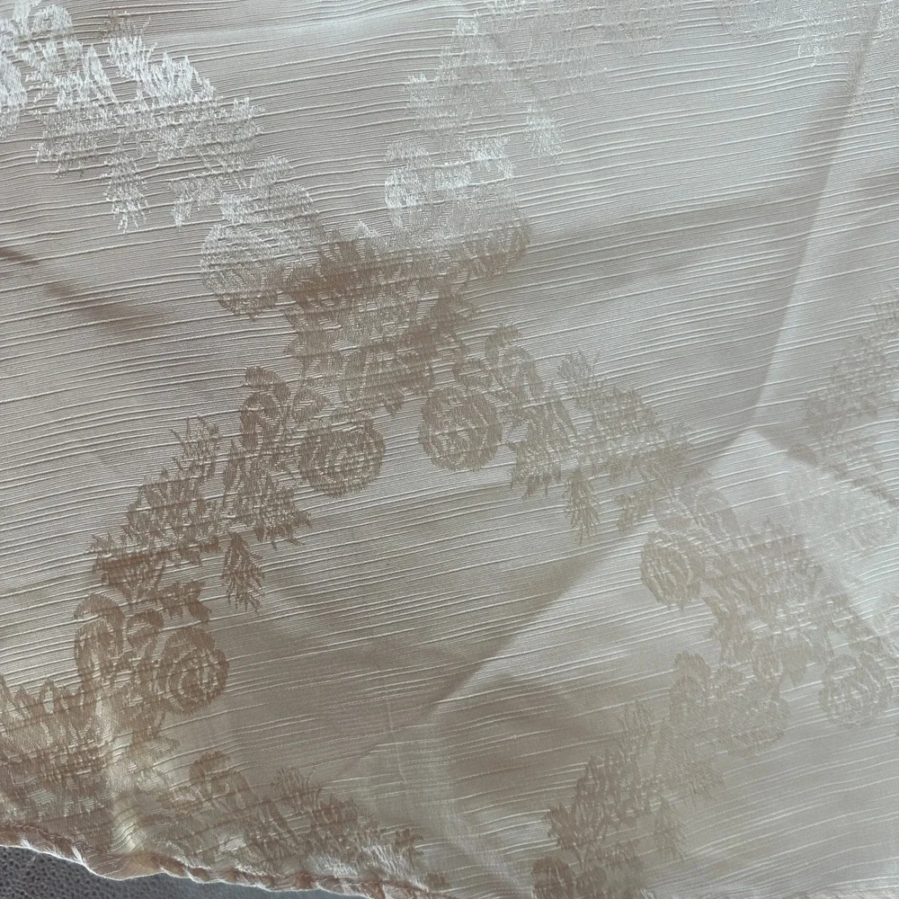 VTG Champagne Gold 84X60 Damask Floral Oval‎ Tablecloth Rose Trellis